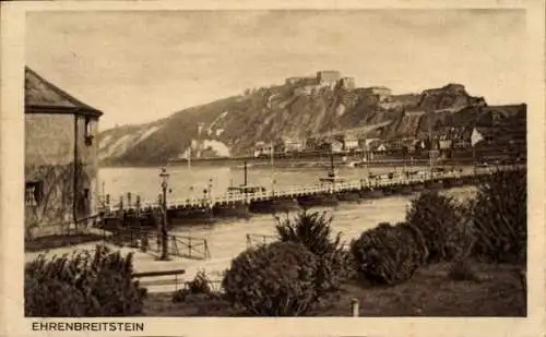 Ak Ehrenbreitstein Koblenz am Rhein, Gesamtansicht, Brücke