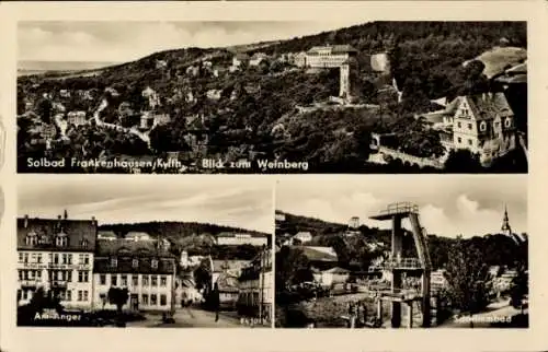 Ak Bad Frankenhausen am Kyffhäuser Thüringen, Gesamtansicht, Weinberg, Anger, Schwimmbad