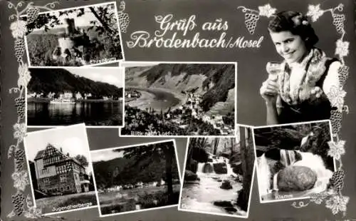 Ak Brodenbach an der Mosel, Ehrenburg, Klamm, Jugendherberge, Donnerloch, Laef