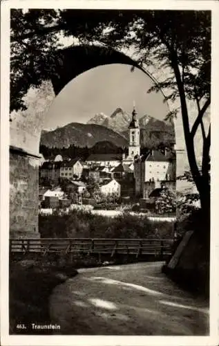 Ak Traunstein in Oberbayern, Teilansicht, Kirche