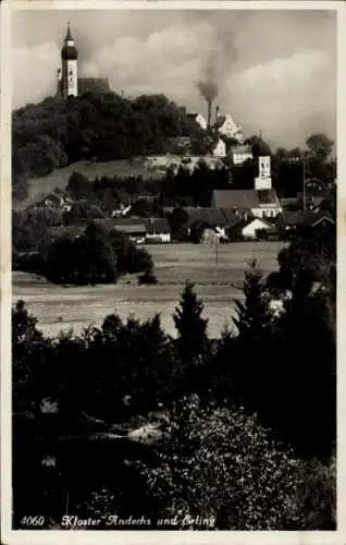 Ak Andechs am Ammersee, Kloster Andechs, Erling, rauchender Schornstein