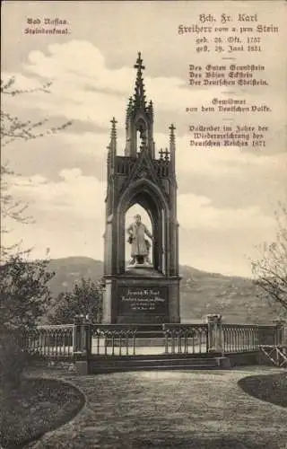 Ak Nassau an der Lahn, Steindenkmal, Heinrich Friedrich Karl Freiherr vom und zum Stein