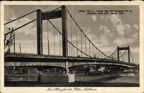 Ak Mülheim Köln am Rhein, Neue Hängebrücke