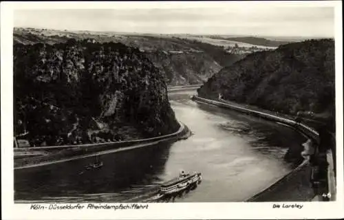 Ak Sankt Goarshausen am Rhein, Loreley, Köln-Düsseldorfer Rheindampfschifffahrt