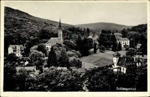 Ak Schlangenbad im Taunus, Gesamtansicht, Kirche