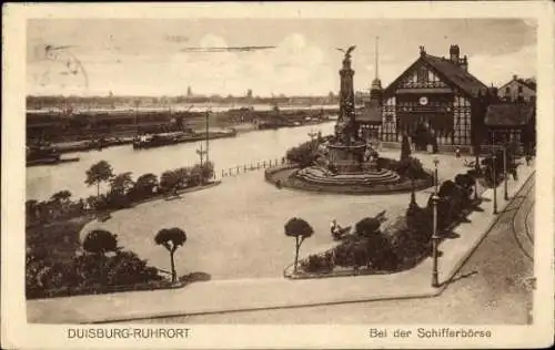 Ak Duisburg im Ruhrgebiet, Bei der Schifferbörse, Denkmal