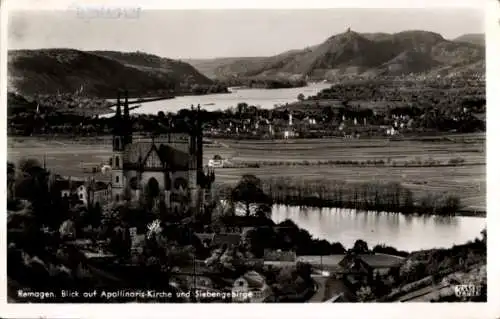 Ak Remagen am Rhein, Apollinaris-Kirche, Siebengebirge
