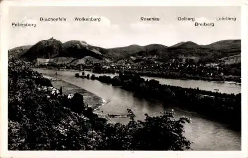 Ak Königswinter Rhein, Siebengebirge, Petersberg, Drachenfels, Wolkenburg, Rosenau, Ölberg, Breiberg