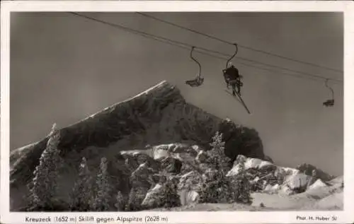 Ak Garmisch Partenkirchen in Oberbayern, Kreuzeck, Skilift, Alpspitze