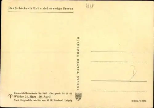 Horoskop Künstler Ak Rohland, M. M., Sternzeichen Widder, Aries, 21. März bis 20. April