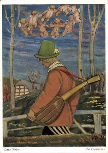 Künstler Ak Röhm, Hans, Der Spielmann, Engel