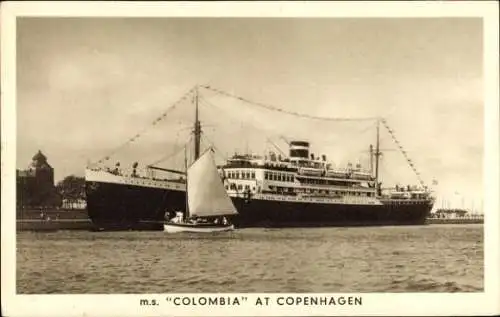 Ak Dampfer MS Colombia, Royal Netherlands Steamship Co., Kopenhagen