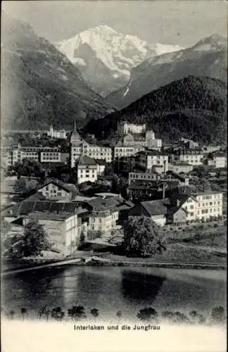 Ak Interlaken Kanton Bern Schweiz, Teilansicht, Jungfrau