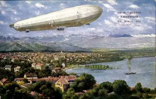 Ak Graf Zeppelins lenkbares Luftschiff in voller Fahrt
