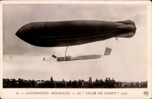 Ak Französisches Luftschiff Ville de Nancy, 1909