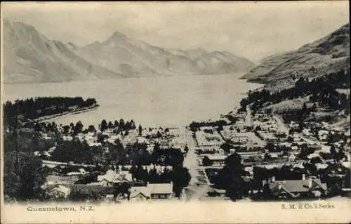 Ak Queenstown Neuseeland, Gesamtansicht