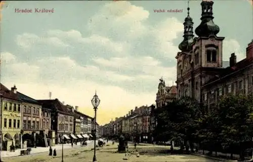 Ak Hradec Králové Königgrätz Stadt, Marktplatz, Hotel