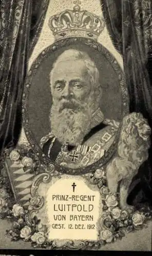 Ak Prinzregent Luitpold von Bayern, Trauerkarte, Portrait