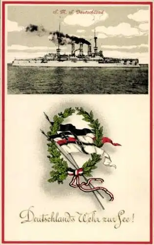Passepartout Ak Deutsches Kriegsschiff, SMS Deutschland, Kaiserliche Marine