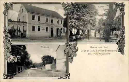 Ak Böhlitz Ehrenberg Leipzig in Sachsen, Restaurant Grüne Aue, Waldweg