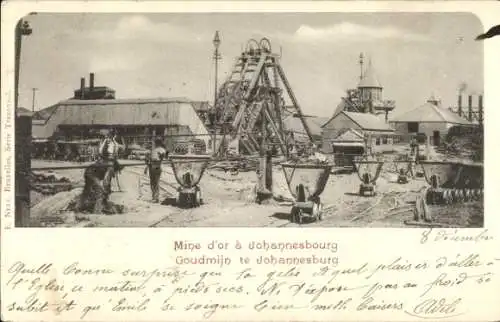 Ak Johannesburg Südafrika, Goldmine, Arbeiter