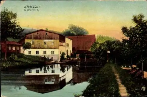 Ak Kifissia Griechenland, Ortspartie, Teich