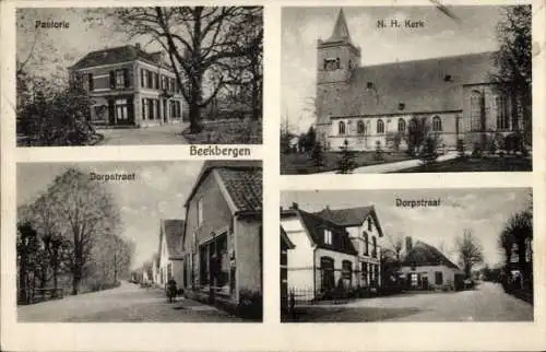 Ak Beekbergen Gelderland, Pfarrhaus, Kirche, Dorpstraat