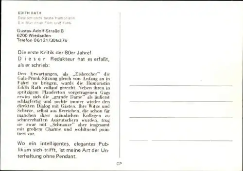 Ak Schauspielerin Edith Rath, Portrait, Autogramm