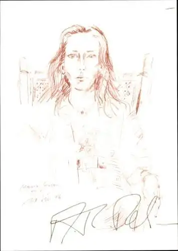 Ak Schauspielerin Marie Theres Relin, Rötelzeichnung Veit Relin, Autogramm