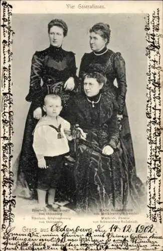 Ak Vier Generationen, Elisabeth und Nikolaus von Oldenburg, Marie von Mecklenburg Schwerin, Mathilde