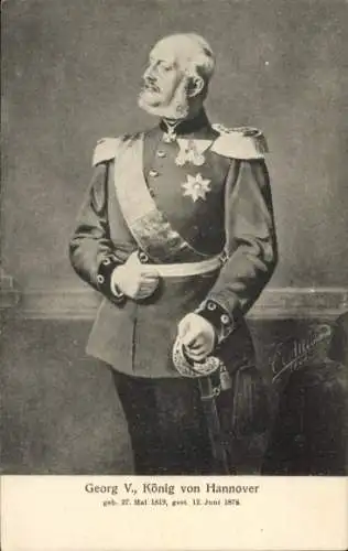 Ak Georg V, König von Hannover, Portrait in Uniform