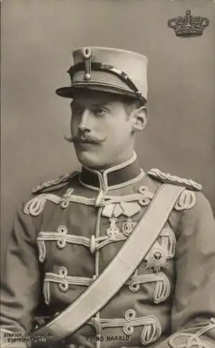 Ak Prinz Harald von Dänemark, Portrait in Husarenuniform