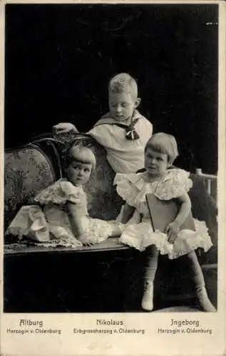 Ak Herzogin Altburg, Erbgroßherzog Nikolaus, Herzogin Ingeborg von Oldenburg