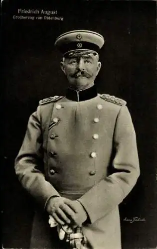 Ak Großherzog Friedrich August von Oldenburg, Uniform, Säbel, Schirmmütze, Wohlfahrtskarte