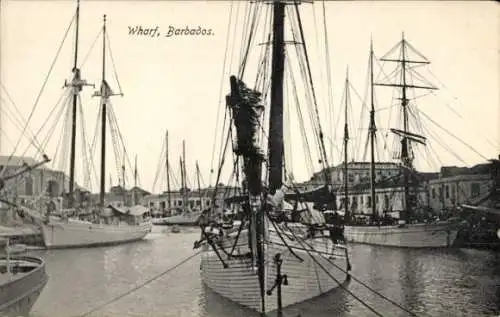 Ak Barbados, Hafenpartie, Segelschiffe