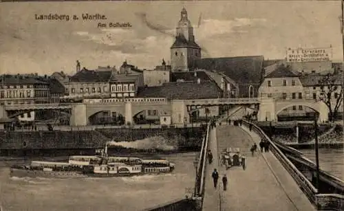 Ak Gorzów Wielkopolski Landsberg an der Warthe Ostbrandenburg, Brücke, Bollwerk