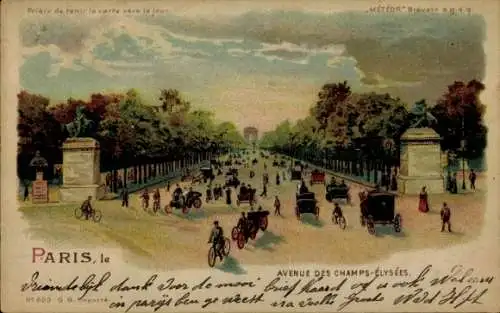 Halt gegen das Licht Litho Paris VIII., Avenue des Champs-Elysees, Meteor