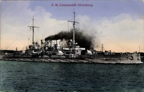 Ak Deutsches Kriegsschiff, SMS Oldenburg, Linienschiff
