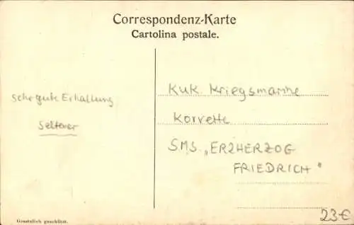 Künstler Ak Österreichisches Kriegsschiff, SMS Erzherzog Friedrich, Schraubenfregatte