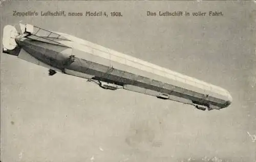 Ak Zeppelin Luftschiff LZ 4 in voller Fahrt