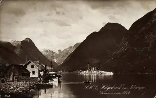 Ak Norwegen, Deutsches Kriegsschiff, SMS Helgoland, Linienschiff