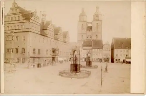 Kabinett Foto Lutherstadt Wittenberg, Marktplatz, Denkmal, 1895