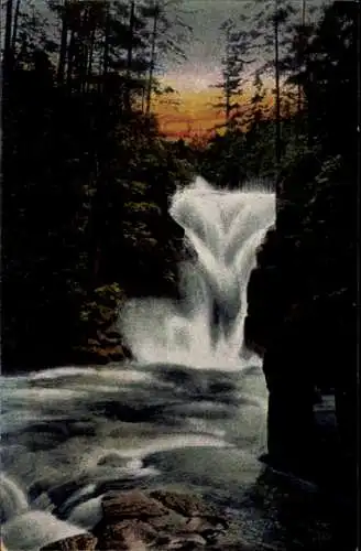 Ak Piechowice Kiesewald Riesengebirge Schlesien, Kochelfall bei Hochwasser