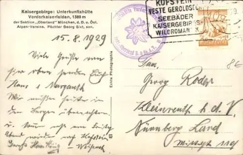 Ak Ebbs in Tirol, Vorderkaiserfeldenhütte, Totenkirchl