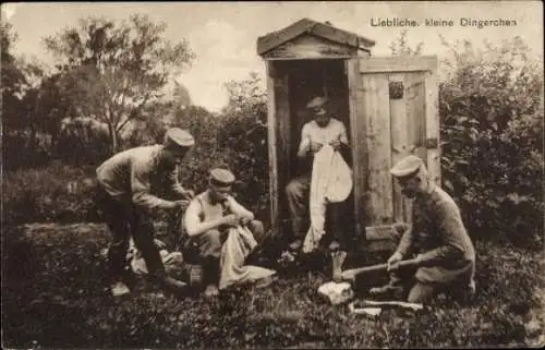 Ak Deutsche Soldaten in Uniformen, Liebliche, kleine Dingerchen, I. WK