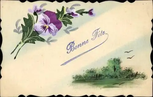 Ak Glückwunsch, Blumen, Stiefmütterchen