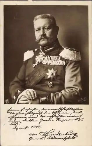 Ak Generalfeldmarschall Paul von Hindenburg, Orden