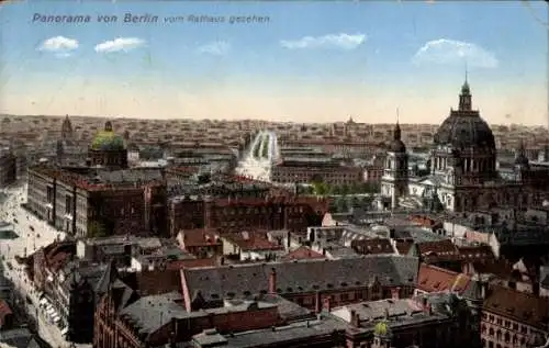 Ak Berlin, Blick vom Rathaus über die Dächer der Stadt, Schloss, Dom