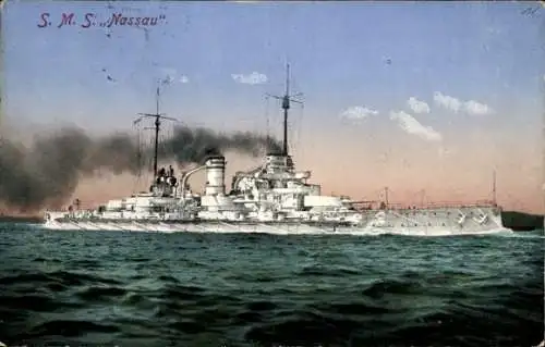 Ak Deutsches Kriegsschiff, SMS Nassau, Kaiserliche Marine