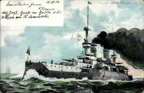 Ak Deutsches Kriegsschiff, SMS Kaiser Wilhelm II., Linienschiff, Kaiserliche Marine